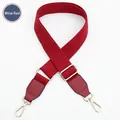 Adjustable burgundy canvas bag strap with gold metal hooks for crossbody purses - Wine Red Strap-Wine Red Leather / Light Gold Buckle