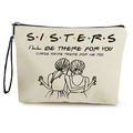 Cremefarbene Segeltuchtasche mit Friends-Schwester-Motiv und schwarzer Handschlaufe - Schwestern Friends TV-Show Stil
