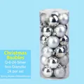 Set mit 24 silbernen Weihnachtskugeln in glänzend, matt und glitzernd, 6 cm Durchmesser - 24 Stück (6cm Durchmesser) / Silber