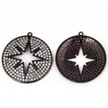 DIY black plated eight-pointed star pendant with micro-pave crystals and hollow design - A1 Hollow Plated Black