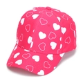 Kids pink tie-dye baseball cap with white heart patterns for sun protection - 52-54cm / 26# Pink White Hearts