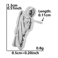 Detail showing the dimensions of the silver Virgin Mary stud earring on a white background - Virgin Mary-Silver
