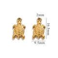 Golden turtle charms for jewelry making with dimensions 16.5mm by 9.5mm and 2mm hole - Sea Turtle - Gold