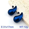Pendientes de gota en acero inoxidable azul oscuro sobre piedra, tamaño 31x17mm - Estilo Pulido Liso / Azul