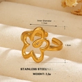 18K gold plated stainless steel hollow daisy flower open ring for women - Hollow Petal Intertwined Style (579) / Gold