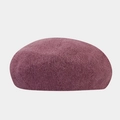 Close-up of knit beret with soft mauve angora fibers and subtle gold glitter accents - Mauve