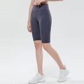 Pantaloncini da ciclista blu grigio a vita alta per donna con controllo della pancia - S / Blu