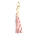 Pink PU leather tassel keychain with gold lobster clasp and connecting ring accessory - With Lobster Clasp / Light Pink