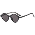 Schicke schwarze geometrische Rauten-Sonnenbrille mit TR-Rahmen und modischen Verlaufsgläsern - Schwarzer Rahmen Graue Gläser