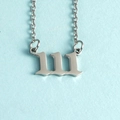 Silver stainless steel minimalist necklace featuring numeric 111 lucky number pendant - Number 111 / Steel