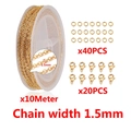 Golden DIY jewelry kit with 10m cross chain, 40 jump rings and 20 lobster clasps - Width 1.5mm/10m Set / Gold