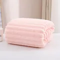 Pink striped coral fleece bath towel with soft antibacterial texture and cloud pattern - Upgraded Large Stripe / Bath Towel 70x140cm / Candy Pink