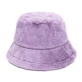 Damen Fischerhut aus lila Plüsch, weicher Kunstpelz-Stoff für Winter und Mode - M (56-58cm) / Helllila