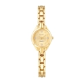 Elegant gold women's quartz watch with crystal indices and a round metal strap case - All Gold
