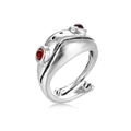 Vintage silver frog open ring for men and women with red gemstone eyes and retro style - Vintage Frog