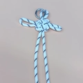 Handmade woven knot keychain in black and white pattern with a silver metal ring - White