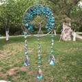 Macro detail of Tree of Life suncatcher with turquoise stones and clear crystal prisms - Blue Turquoise