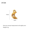 Dettaglio del ciondolo a mezzaluna dorata da 10 mm con pietra in zircone e dimensioni - DFC89-Mezzaluna con Micro Pavé / Oro