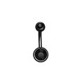 Minimalist black navel ring with double multifaceted black gemstones and curved bar design - Style 20 (Double Black CZ)