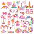 Unicorn theme party photo booth props kit with rainbow glasses and magical crowns - 30pcs/Set / Unicorn Style (30-Piece Set)