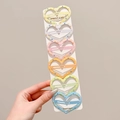 Set of six colorful heart-shaped candy color hair clips with cute polka dot pattern - Heart 6Pcs Set - 7cm