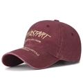 Vintage burgundy washed cotton baseball cap with gold ARTSTART creative embroidery - Adjustable / Burgundy