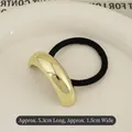 Minimalist golden metal elastic hair tie with mirror finish surface and 5.3cm length - Single Layer Arc Gold