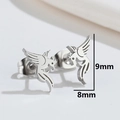 Elegant 9mm silver bird stud earrings with a minimalist hollow phoenix design - 510 Steel (Bird)