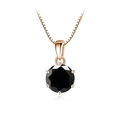 Rose gold 925 sterling silver necklace with a round black moissanite pendant - 1 Carat 6.5mm / Black