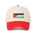 Detailed embroidery of the Palestine flag on a two-tone red and white baseball cap - Beige/Red