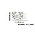 Three-row silver titanium steel beaded open ring with adjustable fashion design - TYR0475 / Silver Multi-layer Beads