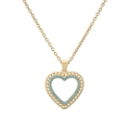 Collier à pendentif cœur doré avec pierres turquoise et cadre tressé sur fond blanc - Pendentif Or-Pierre Bleu Ciel