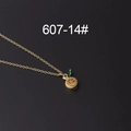 Miniature gold necklace with lemon fruit pendant and sparkling yellow zircon stones - Yellow Orange Slice Style (607-14#)