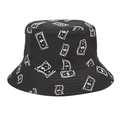 Bob noir unisexe avec motifs de signes dollar blancs pour une protection solaire d'été - M (56-58cm) / Noir