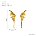 Gouden 18K PVD vergulde roestvrijstalen engelenvleugel oorbellen van 51mm lengte - Abstracte Vlinder Vleugel Oorbellen (ZE1498G) / Goud