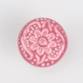 Pink purple round ceramic knob with embossed floral pattern for cabinet drawers - Flat Pad / Garnet Red
