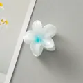 Pearlescent white plumeria flower hair claw clip with blue gradient center detail - White with Blue Heart [4cm Mini]