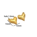 Polished 18K gold plated stainless steel heart charm with 15mm size and 1.5mm hole - Gold Heart 09