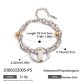 Bracelet chaîne bicolore argent et or en acier inoxydable avec détails de dimensions - Bracelet à maillons épissés / Argent/Or