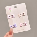 Set of four bone-shaped candy color hair clips in purple, cream, and pink shades - 6# Pink Purple Bone Shape Set of 4
