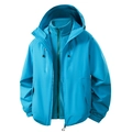 Dunkelblaue 3-in-1 Funktionsjacke mit warmer Fleece-Innenjacke und Kapuzendesign - M / Gletscherblau