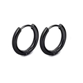 Minimalist black stainless steel round hoop earrings for men and women - 2.5x12mm Round - Black (Single Piece)