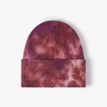 Berretto in maglia tie-dye nei toni rosso e viola con trama a costine invernali - Taglia unica / Tie-dye Viola Rosso Vino