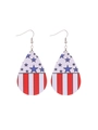 Detail showing tear-drop earrings with American flag pattern on white background - Flag Teardrop Earrings C