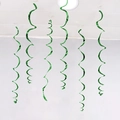 Set of 6 metallic green PVC spiral hanging swirl decorations for party ceiling - Single Swirl 6 Pcs / Green