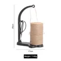 Vintage cast iron twine holder set with scissors and jute rope roll on white background - Winder 7805