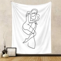 Detail of artistic one-line drawing couple embrace on white minimalist tapestry - 73*95CM / Brushed Fabric / SM013-Embracing Couple