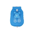 Blue corduroy pet vest with plush lining, 3D bear design and built-in leash D-ring - S / Blue