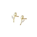 Elegante goldene Tulpen-Ohrstecker mit marquise-geschliffenen Kristallen und Blumendesign - Gold