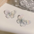 Mini pinza de pelo de mariposa iridiscente con alas de resina translúcida para mujer - Clip de pelo de mariposa blanca (1 unidad)
